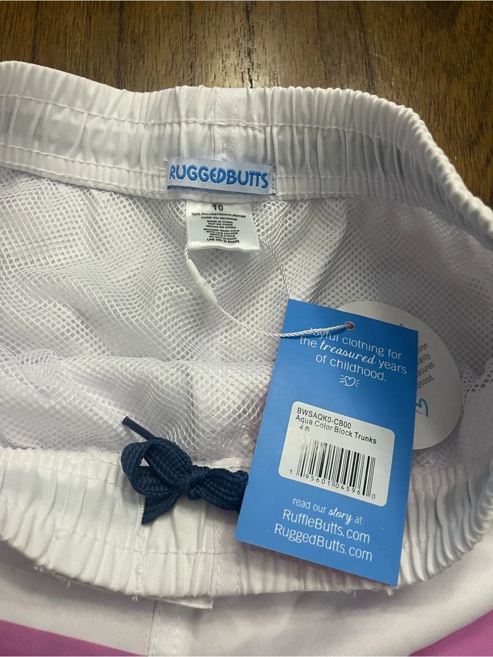 NWT RuggedButts Boys Aqua Color Block Swim Trunks UPF 50+ Size 10